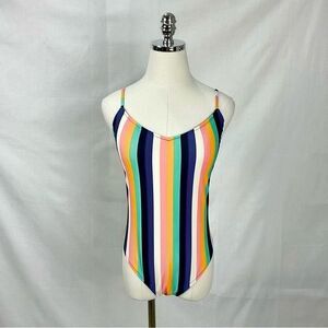 J. Crew Ballet Tank Swimsuit One Piece Multi-Color Striped Swimming Suit Sz Med